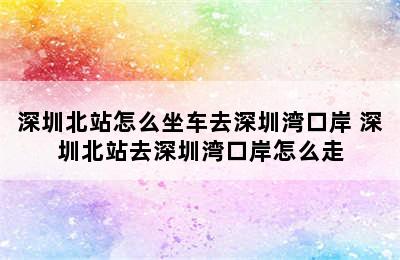 深圳北站怎么坐车去深圳湾口岸 深圳北站去深圳湾口岸怎么走